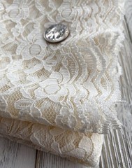 Ivory Double Scalloped Lace Fabric ~ Scallop Edge on Both Sides ~ 1 yard, 38″ wd