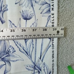 Belle Maison Fabric Floral Botanical Print 39×44 Linen Blend Spain Blue Flowers