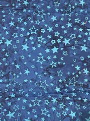 Unbranded Fabric Tie Dye Style Shades of Blue with Stars 1 yd x 42 inches Wide