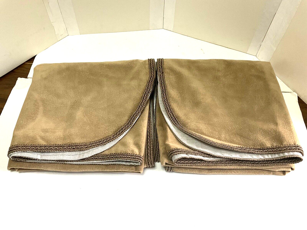 Lot 2 Micro Fiber Faux Suede Leather Table Cover/Skirts Light Brown 46″x43 Cloth