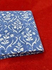 5 Yard Hand Block Flower Print Cotton Indian Natural Sanganeri Print Fabric Art
