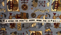 Total 3 1/2 Yards VTG Debbie Mumm NOAH’S ARK Fabric Cotton Blue Background