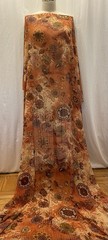 Elegant Poly Blend Lurex Georgette Floral Shades Of Orange Fabric 2.5 Yards 60″W