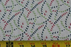 By 1/2 Yd, Red Green & Navy Print on Off-White, Moda, Christenson, V and Co.V403