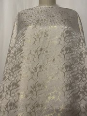 Luxury Silk Gold Lurex Brocade Champagne Tree Motif Fabric By The Yard 44″ Wide