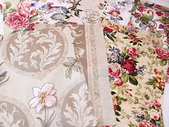 Express Stock 15 Cotton Fabric Samples Light Florals Cream Pink Red 12×16 Metall