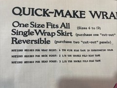 Vintage Wrap Skirt Fabric Panel Scarf Floral Quick Make OSFA Spring Mills 6504