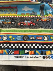 100% Cotton Fabric VROOM! By Avlyn, Vintage, 2 Yds & 15” -Good Unused Condition