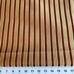 2 Yards of Red and Gold Striped Woven Home Decor Fabric