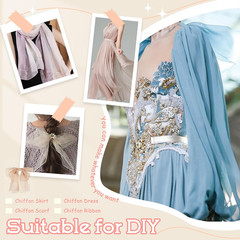 Ivory Chiffon Fabric by the Yard, 5 Yards, 60 Inch | Pure Polyester Chiffon, Pre