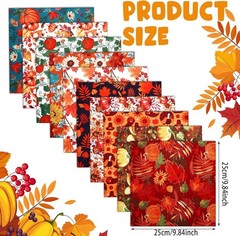70pcs 10″ Cotton Quilting Fabric Squares Bundle Autumn Fall Pumpkin Sunflower
