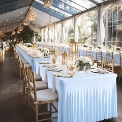 Baby Blue Spandex TableCloth for 6 Ft Rectangle Table, wedding,banquet,event