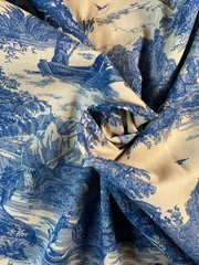 Fabric – RARE French Toile Country Pastoral Romantic Riverbank Sold BTY x 60″ W