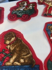 VTG Christmas Fabric Pillow Cut Out Ornaments Ready To Sew And Stuff Lot Of 10