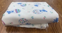 1 Yd Vintage White Corduroy Fabric Bear Balloon Blue Polka Dot Star 60W Juvenile