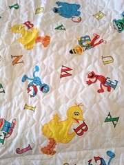 Quilted Sesame Street Comforter Fabric 3 Yards Vintage Alphabet Letters 110″x45″