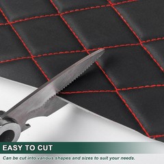 Quilted Leather Fabric w/ Foam Waterproof Car Headliner Upholstery Black Red