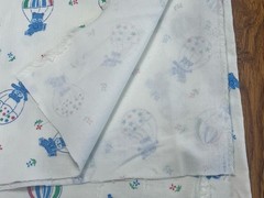 1 Yd Vintage White Corduroy Fabric Bear Balloon Blue Polka Dot Star 57W Juvenile