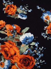 Double Brushed Jersey Knit Fabric Black Floral Bouquet By the Yard