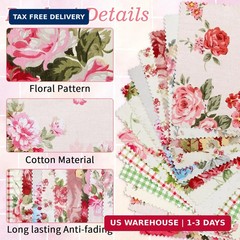 42Pcs Pink Charm Packs for Quilting, 100% Cotton Fabric Squares 5 x 5Inch Pre-Cu