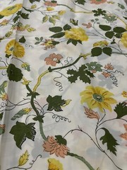 Vintage 70s Groovy Earth Floral Hippie Flowers Sheer Fabric Loomskill Inc 80”x44