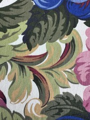Vintage STANLEY KING STUDIO FLORAL FABRIC 104”x 58” Rose Vibrant Sateen Cotton