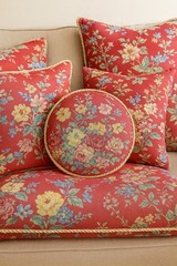 NEW RALPH LAUREN Red Floral Upholstery Fabric Cotton 2 1/4 YARDS (80″), UNCUT HT