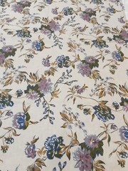 Fabric Taupe Multicolor Purple Floral 1 Yard X 60 Inches One Piece