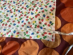 Cotton Strawberry Print Fabric 45″ Wide White Multi-Color By the Yard Lot
