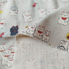 Japanese Cat Fabric Bundle 5pcs 50cm 20″ Kokka Cotton Cute Sushi UFO Daruma