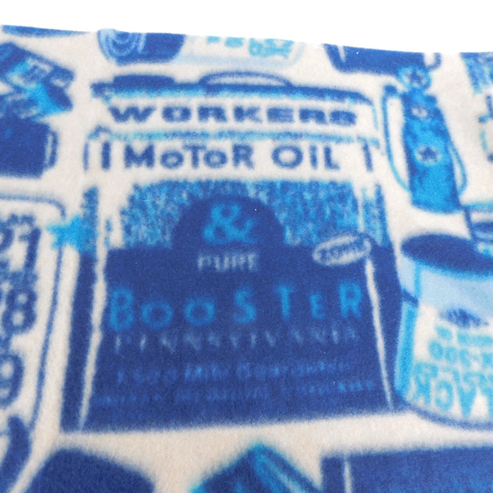 Motor Oil Gas Can Texaco Star Single Piece Fleece Fabric 64″ x 18″ Vintage Blue