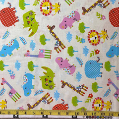 Animals Giraffe Hippo Elephant Lion Cotton Fabric by Santee Prints – By the Yard