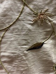 FAUX SILK FLOWERS EMBROIDERED~DRAPERY UPHOLSTERY Sold By The Yard – Champagne