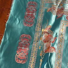 angzhou Silk Brocade Set Turquoise & Pink Phoenix Peony Bedspread Coverlet 84×70