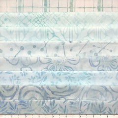 8 Fat Quarters Aqua, Blue, Turquoise Batik Lunn Fabric FQ Pack Cotton Handmade