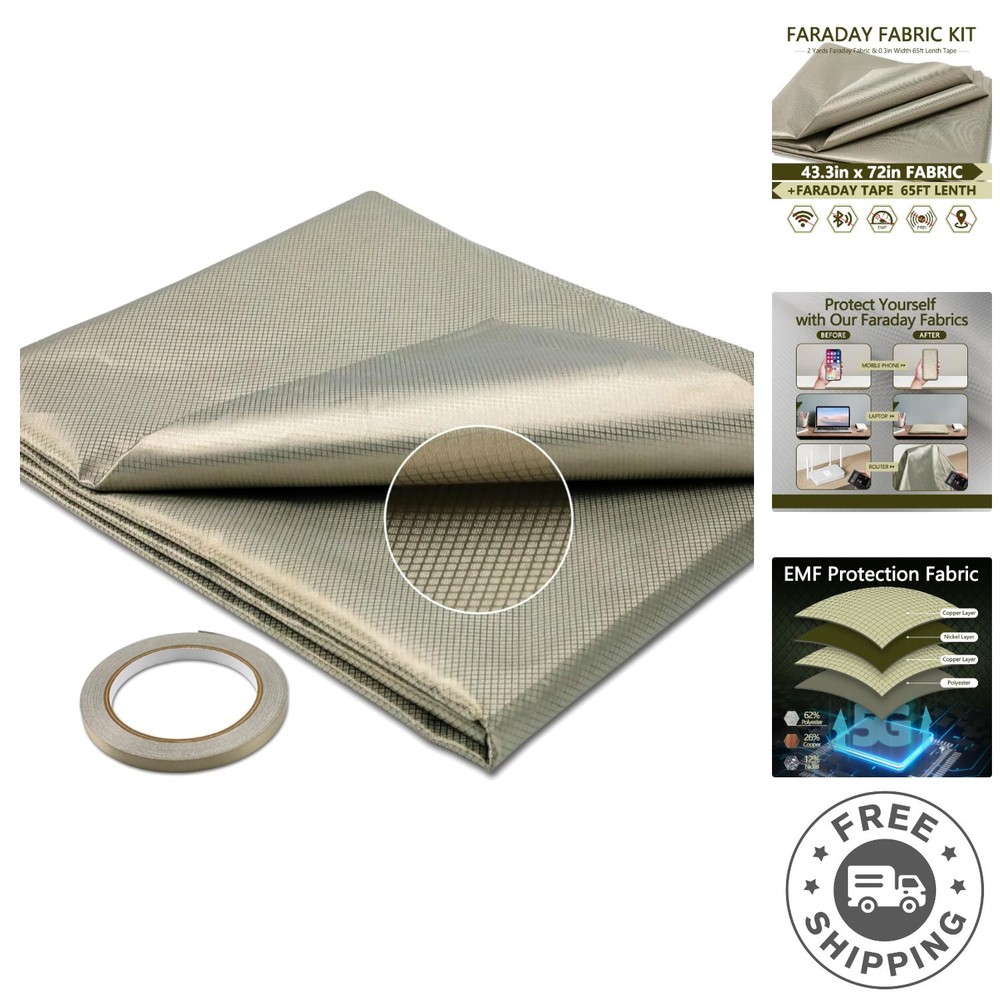 43.3″ x 72″ Faraday Cloth with Conductive Tape – DIY EMF Shielding Solution