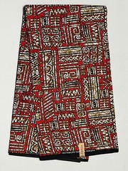 African Print Fabric/ Ankara – Red, Brown ‘Oba Glyph’ Design, YARD or WHOLESALE