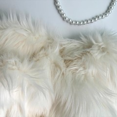 Bianna Ivory/Off White Faux Fur Fabric, by The Yard, 8×8 inches, Beige