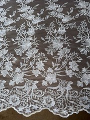 White Embroidered Floral Bridal Lace With Scalloped Edges