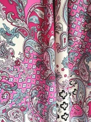 Ornate Italian Paisley Viscose Challis Fabric 60×80″ Pink Red Blue White 2.2 Yds