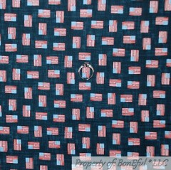 BonEful Fabric FQ Cotton Quilt Navy Blue Red White USA American Flag Tiny Little