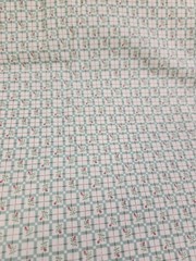 Vintage 1989 NTT 100% Quilting Cotton Green Checkered Pink Roses Blocks 3/4 yrd