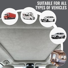 Grey Suede Auto Headliner Fabric 98×59 Inch Foam Backing Car Roof Replacement