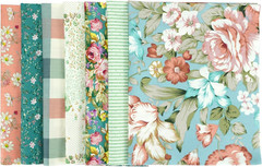 7-Piece Floral Printed Quilting Fabric Bundle, 100% Cotton Fat Quarters, 22″x22″