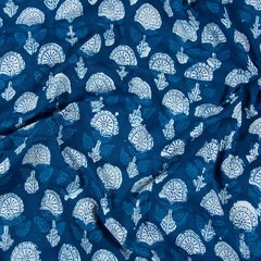 Indigo Blue 100% Cotton Fabric By The Yard Running Craft Sewing Floral Fabric