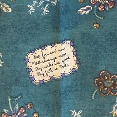 CLASSIC COTTONS FABRIC with verses Step Forward now with courage 1996 green 44″