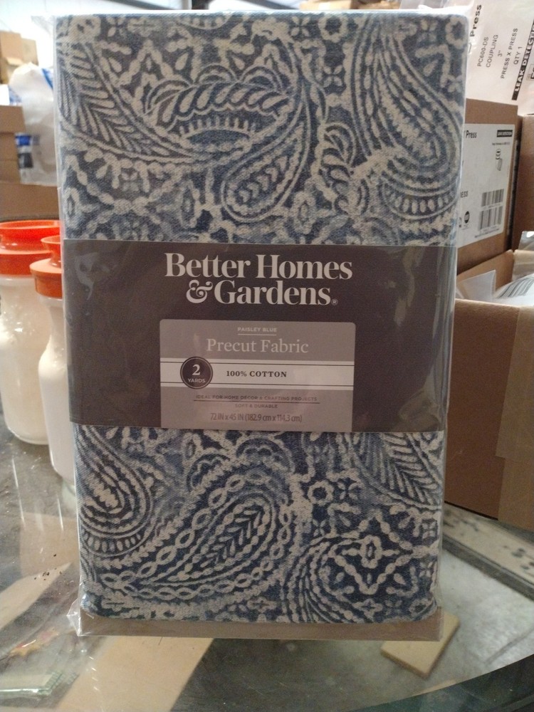 Better Homes & Gardens 100% Cotton Paisley Blue 4 Yards Precut Fabric