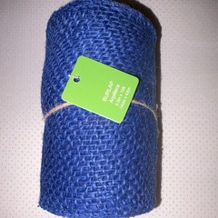 Blue Jute Burlap Fabric Roll for Crafts Anti-Pill 5.5 in x 15 ft (14 cm x 4.6 m)