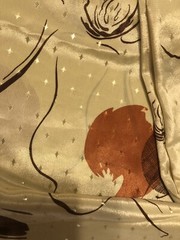 1.8 Yards Of Smooth Shiny Polyester Brown And Rust On Beige