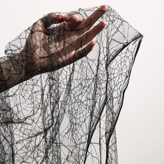 50*150cm Thin Transparent Spider Web Mesh Red Texture Fabric DIY Stage Crafts.